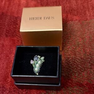Heidi Daus Pea Pod Brooch with Green and Purple Gems